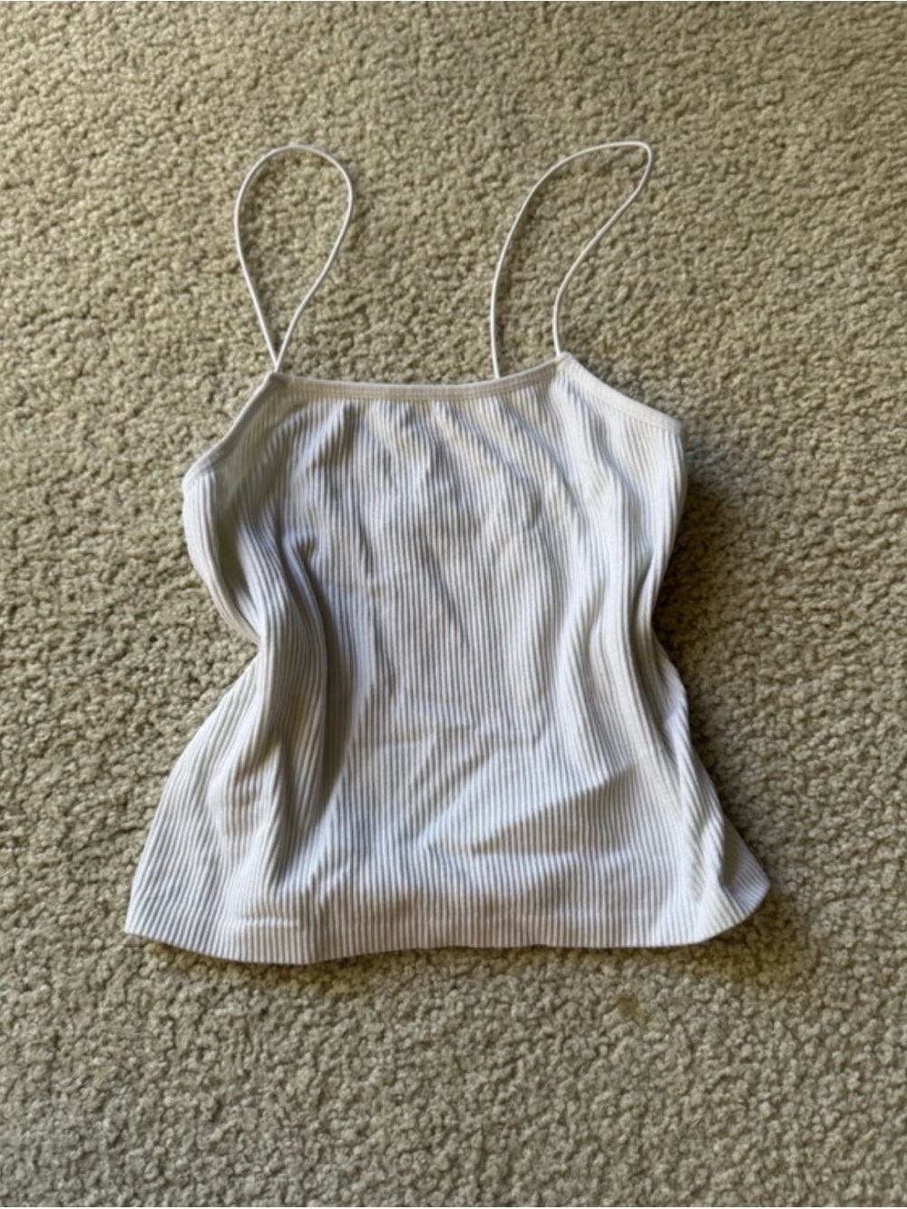 Zara Cream Ribbed Spaghetti-Strap Tank